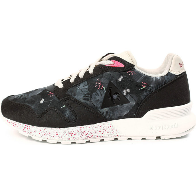 Le Coq Sportif Omega X W Hiver Floral Blanc/Noir/Rose - Chaussures Baskets Basses Femme